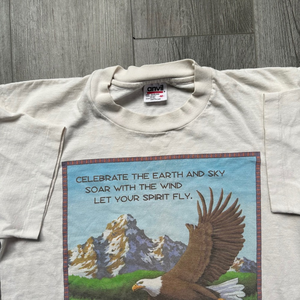 Vintage 90s USA Eagle Nature Graphic T-Shirt Anvil M single stitch